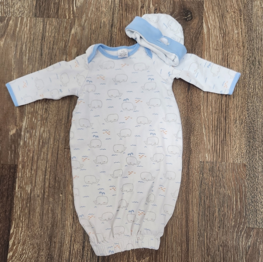Baby Dumpling gown and hat 0-6 months